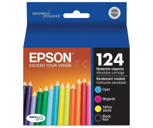 Epson 124 original cyan magenta yellow and black 4x inkjet cartridges