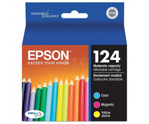 Epson 124 original cyan magenta yellow inkjet cartridge combo pk